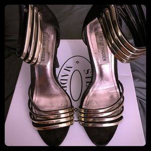Steve Madden gold strap heels